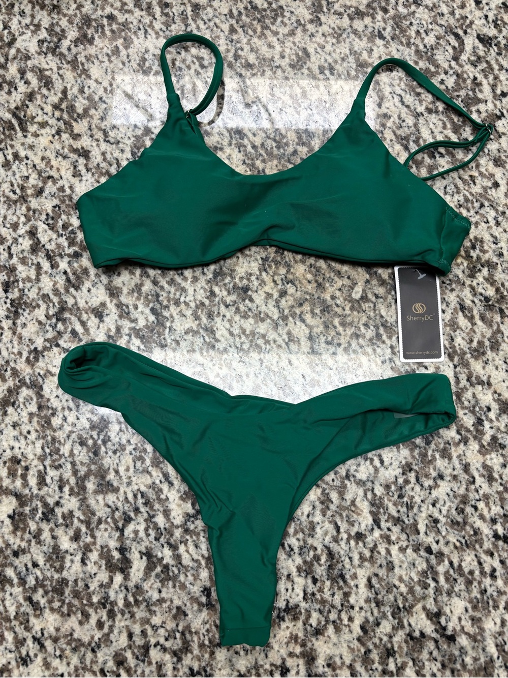 Women's Olive Green Scoop Neck Push up, Brazilian Thong Bikini - Brand New! - Picture 4 of 6